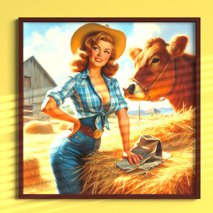 Poster Pin-up Vintage Fofo Cowgirl
