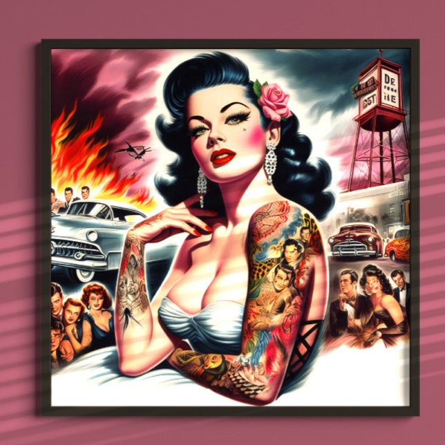 Poster Pin-up Vintage Tatuada (Criador carregado)