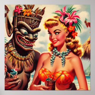 Poster Pin-up Vintage Tiki