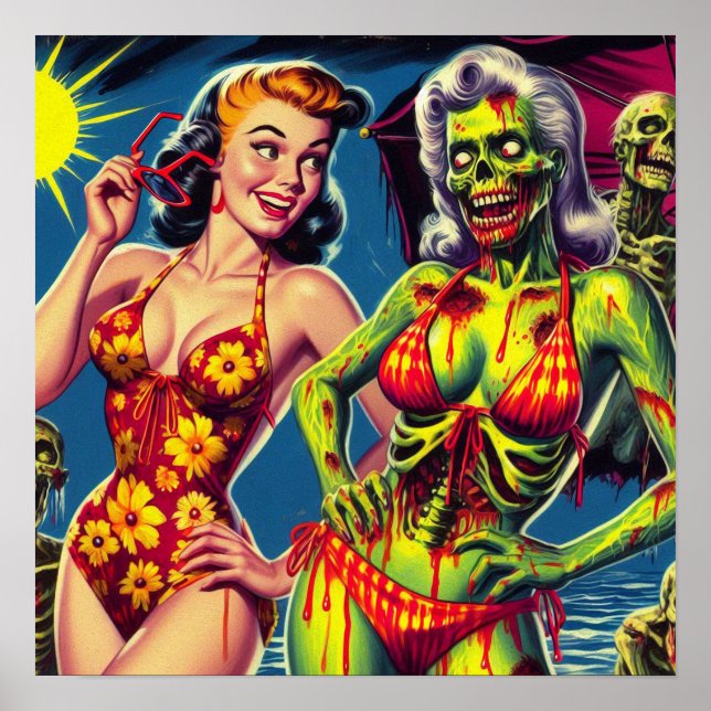 Poster Pin-up Zombie Retro (Frente)