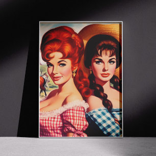 Poster Pin-ups de Garota Camponesa Antiga