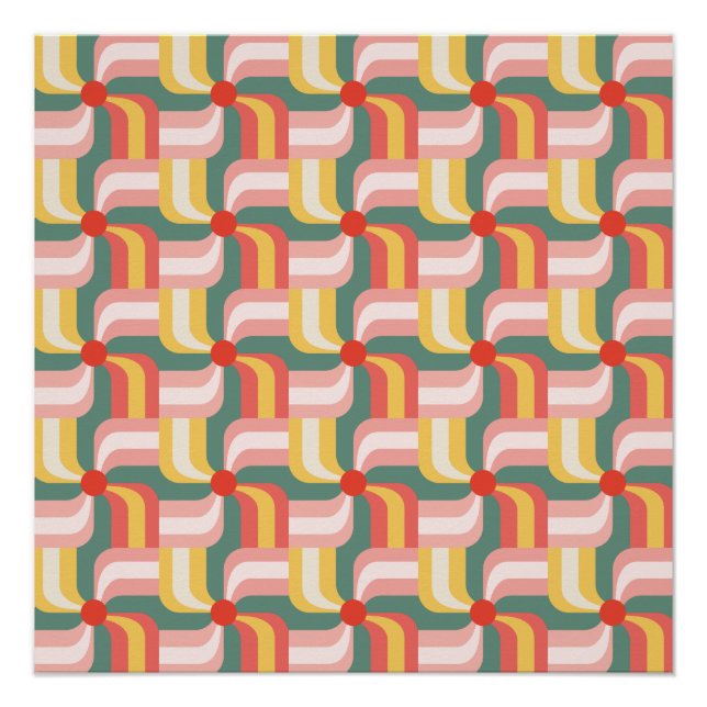 Pôster Pinagens geométricas Abstrato coloridas (Frente)