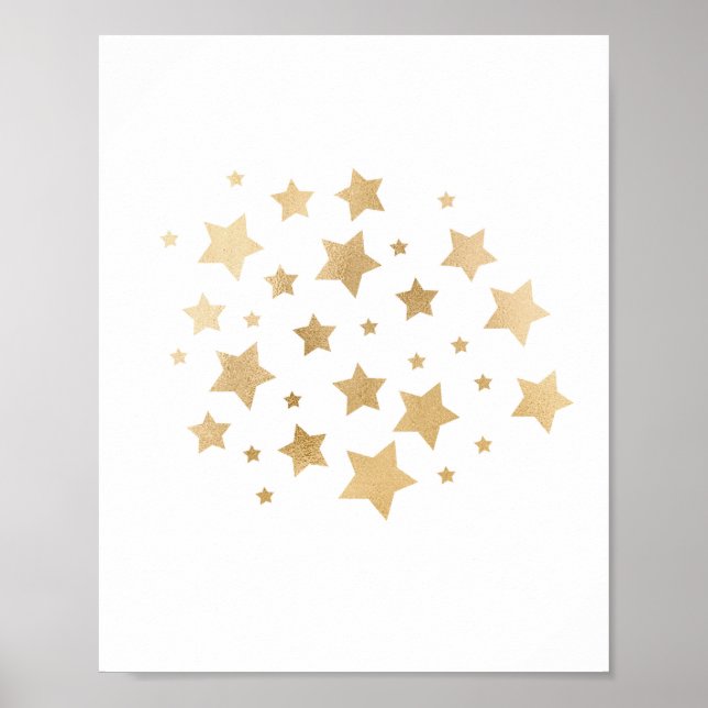 Poster Pinças de Ouro Stars Glitter Nursery Wall Art (Frente)