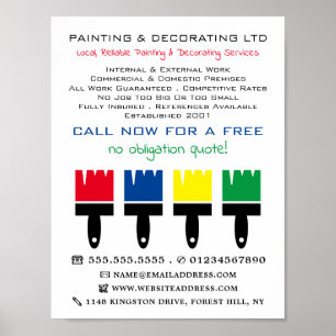 Poster Pincéis, Pintor e Decorador Multicoloridos