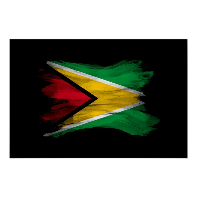 Pôster Pincel da bandeira da Guiana derrame, bandeira nac (Frente)