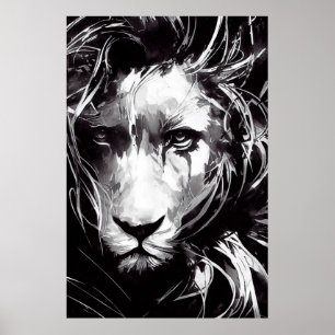 Poster Pincel de Arte Isenta de Natureza Selvagem de Leão