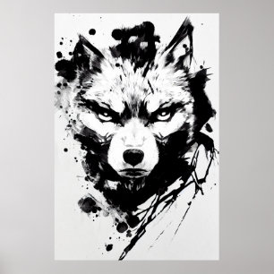 Poster Pincel de Arte Sem Espírito de Wolf Wild