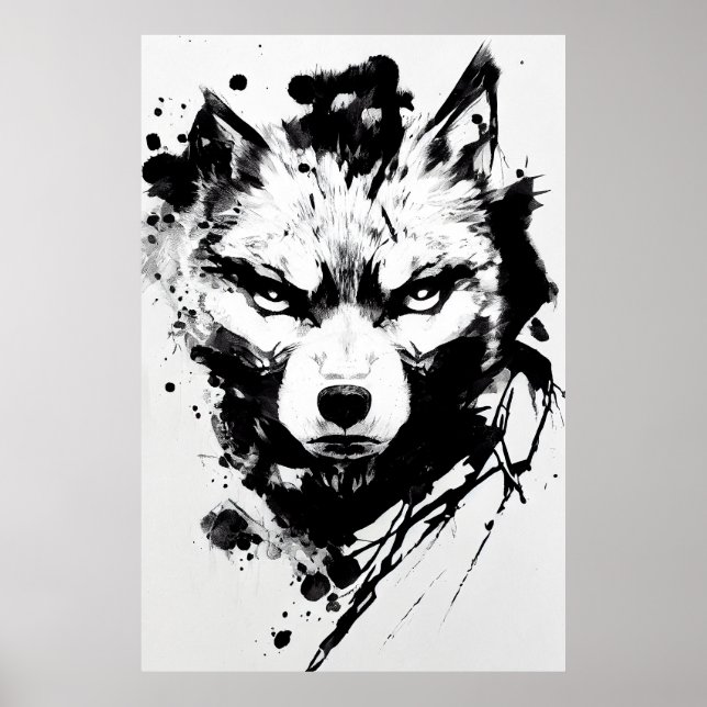 Poster Pincel de Arte Sem Espírito de Wolf Wild (Frente)
