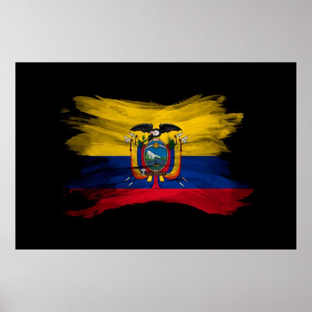 Poster Pincel de pincel do Equador, bandeira nacional (Frente)