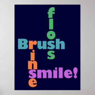 Pôster Pincel Floss Rinse, então SMILE!
