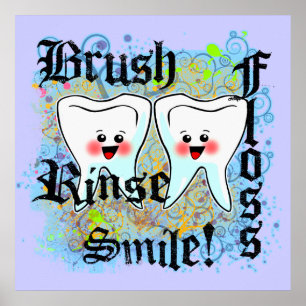 Poster Pincel Floss Rinse Smile