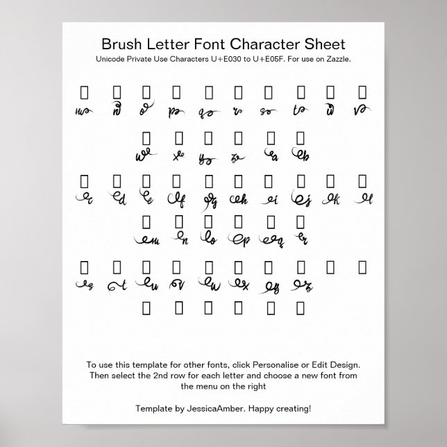 Poster Pincel Letra Tipo de Caractere Folha Swashes (Frente)