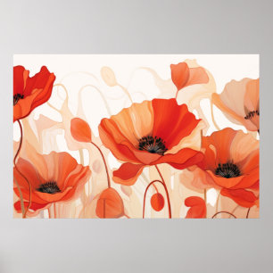 Poster Pincel vermelho e laranja de fundo