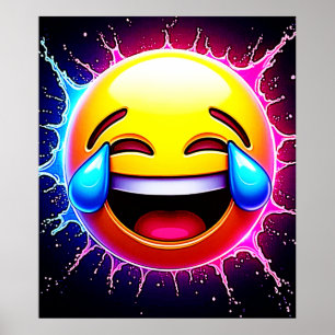 Poster Pincelada Alegre: Arte de Emoji Risonho