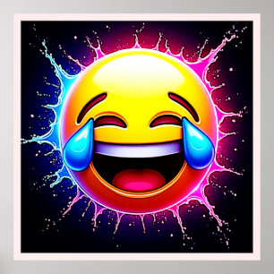 Poster Pincelada Alegre: Arte de Emoji Risonho