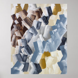 Poster Pinceladas Abstratas em Tons Neutros e Terrosos