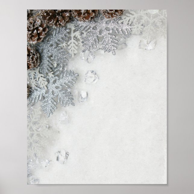 Poster Pine Cones, Flocos de Neve (Frente)