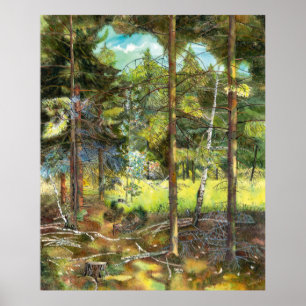 Poster Pine Forest   Pintingwatercolor