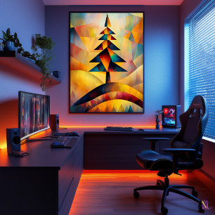 Poster Pine Tree - Minimalista Cubista Inspirado por Klee