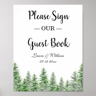 Poster Pine Tree Por Favor Assine Nosso Sinal De Casament