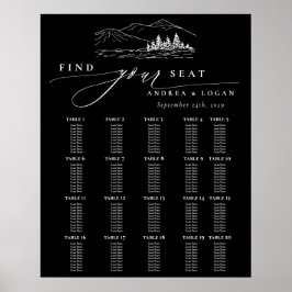 Poster Pine Tree Rustic Mountain Wedding Seating Chart