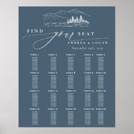 Poster Pine Tree Rustic Mountain Wedding Seating Chart