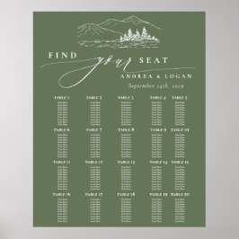 Poster Pine Tree Rustic Mountain Wedding Seating Chart