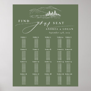 Poster Pine Tree Rustic Mountain Wedding Seating Chart