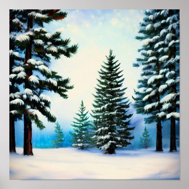 Poster Pine Trees In The Snow (Frente)