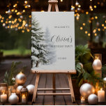 Poster Pine Treine Winter Onederland Birthday Bem-vindo<br><div class="desc">Um Poster de Boas-vindas de Pine Trees Winter Onederland Birthday é um poster ou sinal decorativo normalmente usado para dar as boas-vindas a uma festa de aniversário "Winter Onederland", especialmente para a primeira celebração de aniversário de uma criança. O termo "Winter Onederland" é uma peça sobre palavras que combina "Windland...</div>