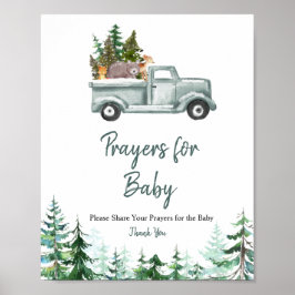 Poster Pine Tres Woodland Prayers para Sinais de Bebê