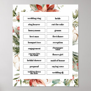 Poster Pine Winter Charades Bridal Shower Sign