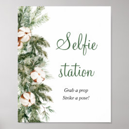 Poster Pine Winter Selfie Station - Sinal de Chá de panel