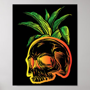 Poster Pineapple Skull Aloha Bebe o Gótico havaiano assus