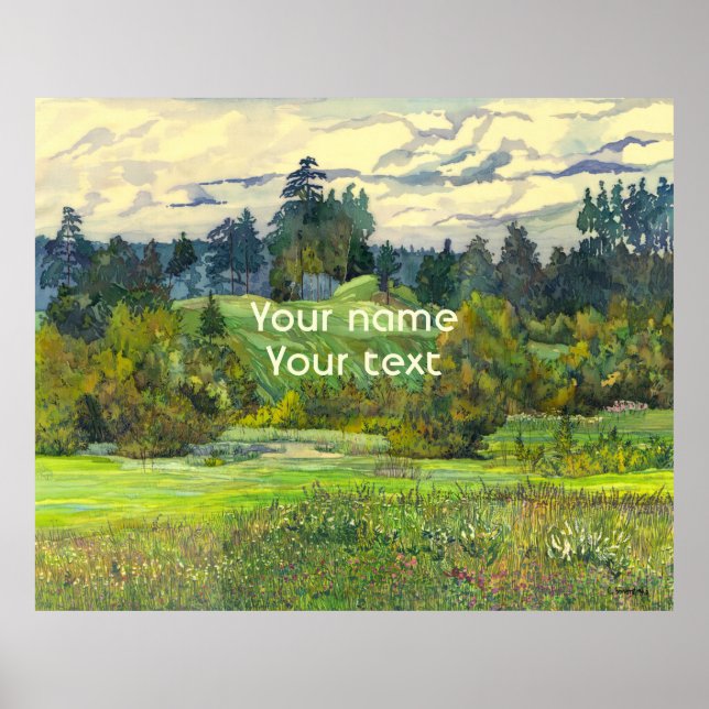 Poster Pines painting  watercolor on silk (Frente)