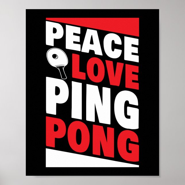 Poster Ping Pong Table Tennis Peace Love Ping Pong (Frente)