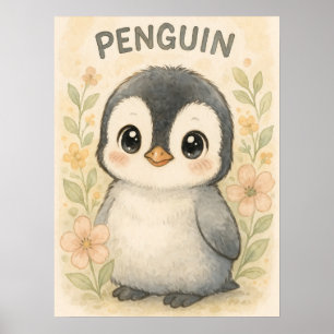 Poster Pinguim Adorável Bebê - Arte Gira para Crianças