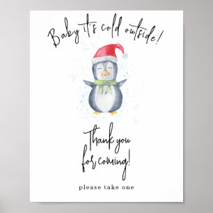 Poster Pinguim aquarela - Obrigado por vir