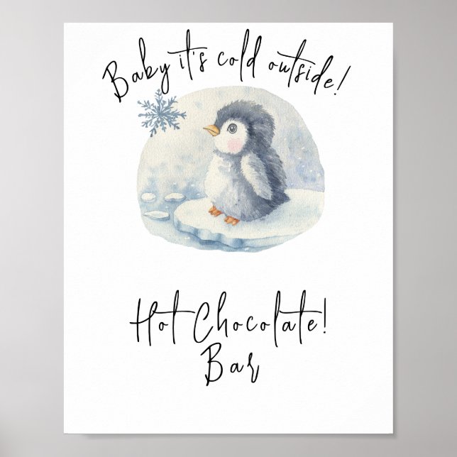 Poster Pinguim - Barra de chocolate quente (Frente)