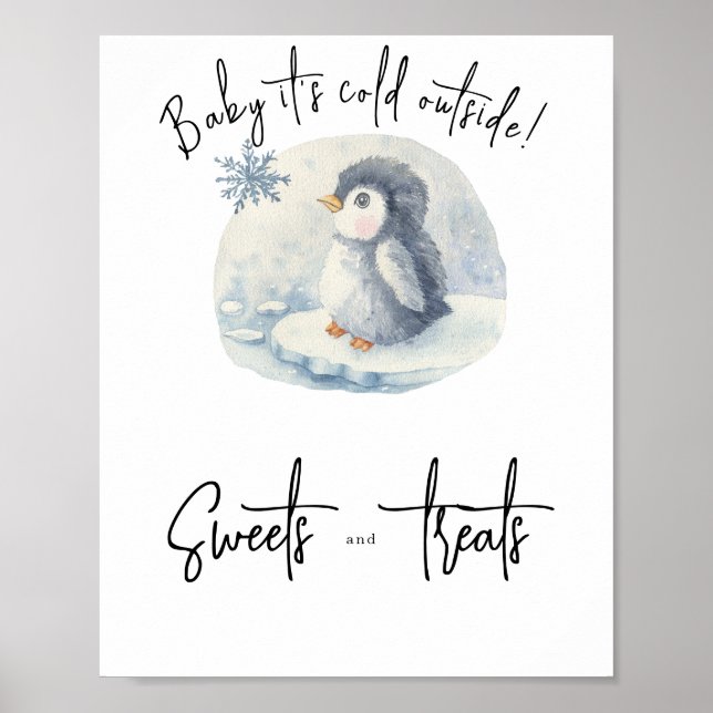 Poster Pinguim bebê no chão - Doces e doces (Frente)