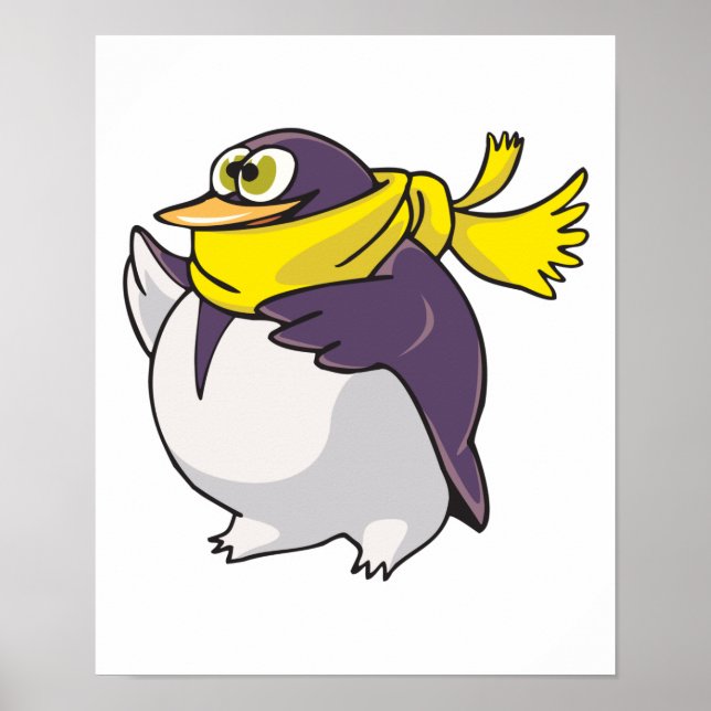 Poster pinguim-bobo vestindo cachecol (Frente)
