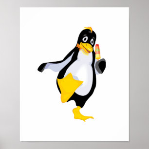 Poster pinguim bonito com sorvete