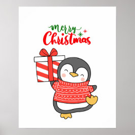 Poster Pinguim Bonito Feliz Natal