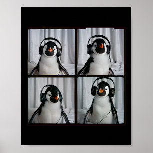 Poster Pinguim Com Fones de Ouvido Autismo Sensorial Zool