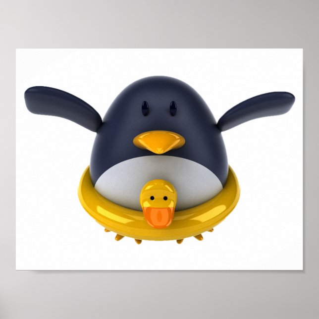 Poster Pinguim Com Pato De Borracha (Frente)