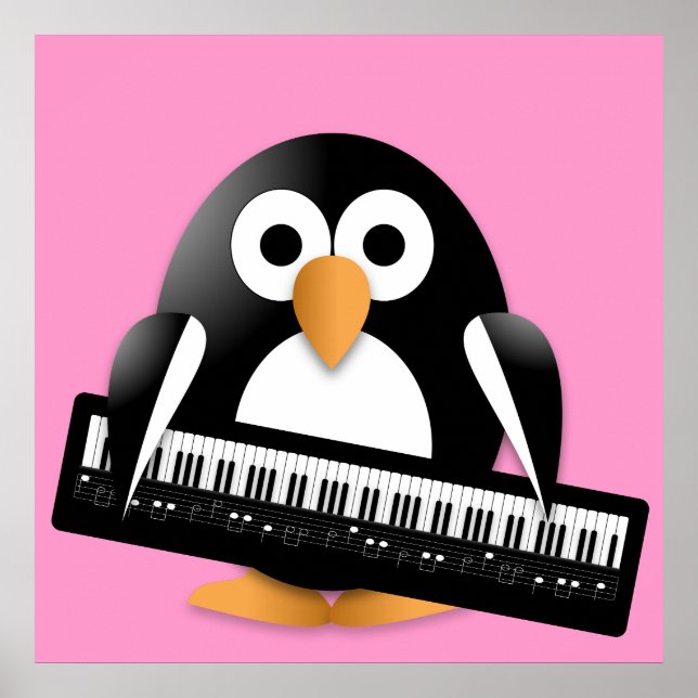 Pôster Pinguim com piano (Frente)