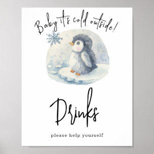 Poster Pinguim de aquarela - Bebidas