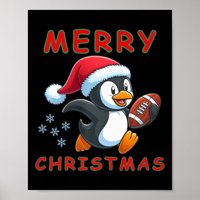 Poster Pinguim de Futebol de Natal bonito (Frente)