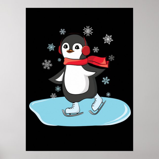Poster Pinguim De Ice Skating (Frente)
