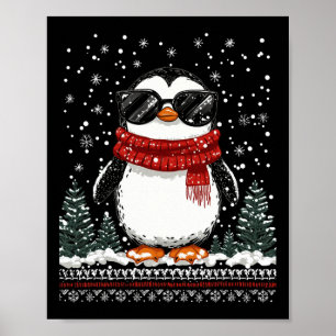 Poster Pinguim De Natal Engraçado Com Sungles Ugly Christ